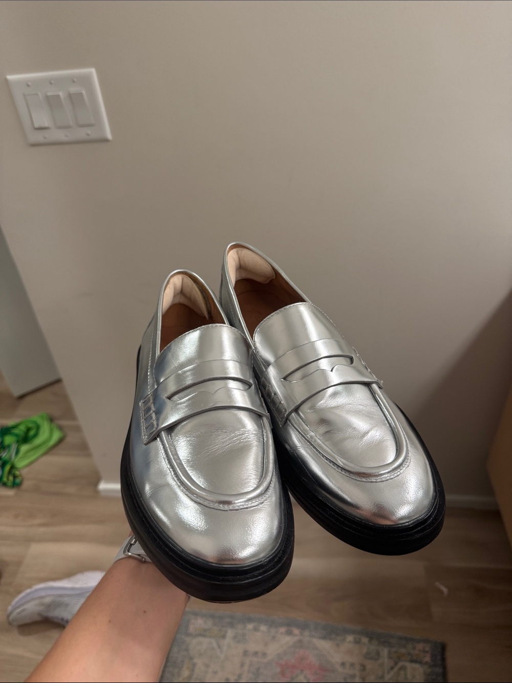 Silver Women’s Penny Loafers